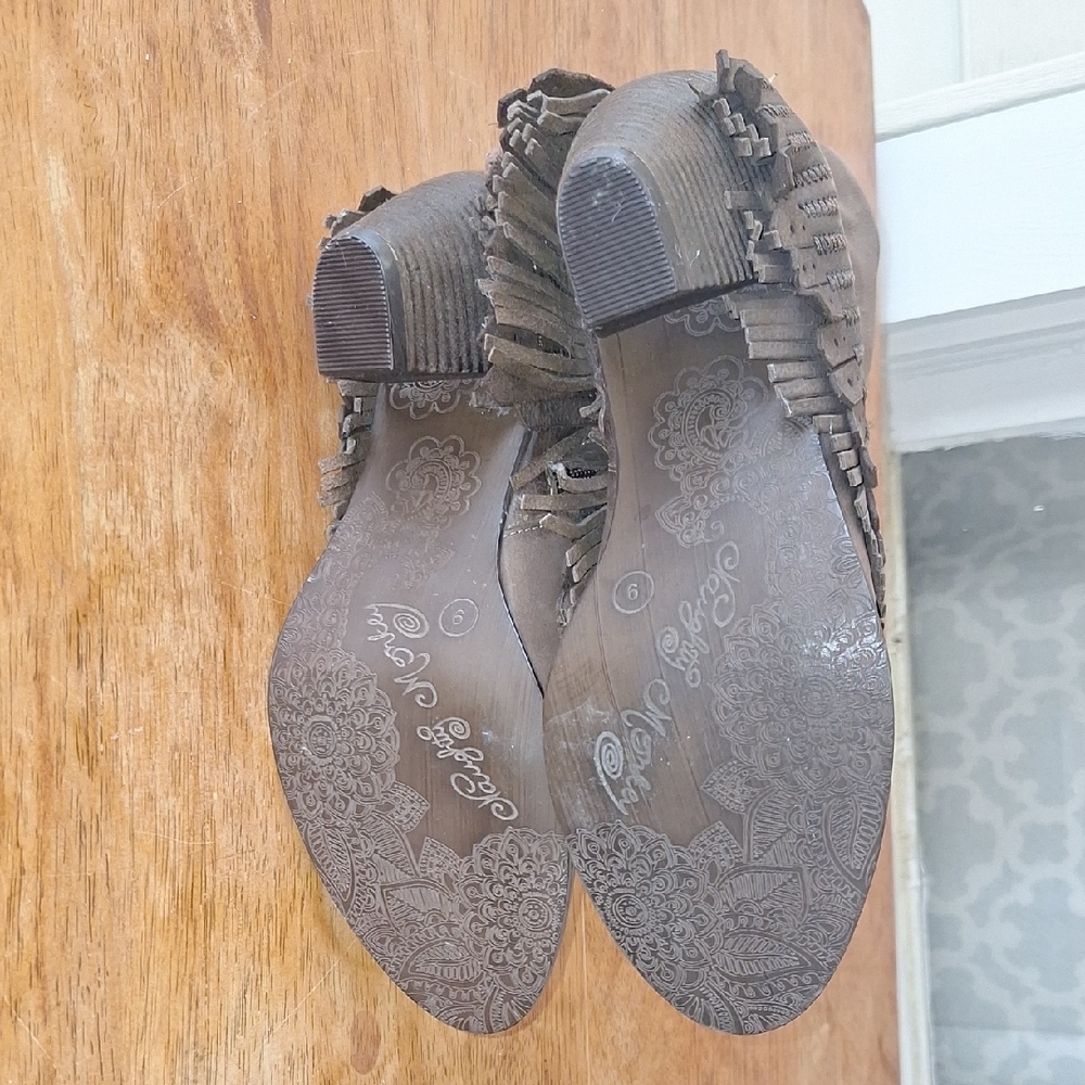 Naughty Monkey Taupe Fringe Ankle Boots - Picture 2 of 4